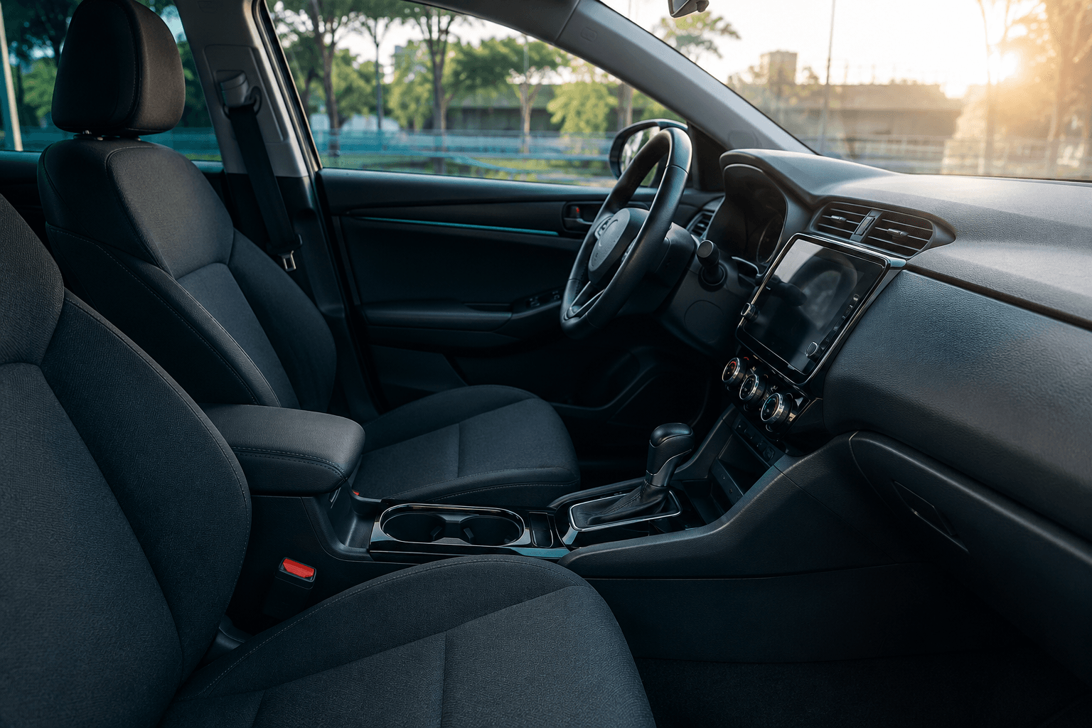 A tidy, refreshed car cabin interior